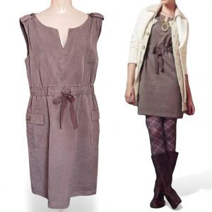 Anthropologie Coquille Snap Tab Sleeveless Cinch Tie Waist Cargo Dress